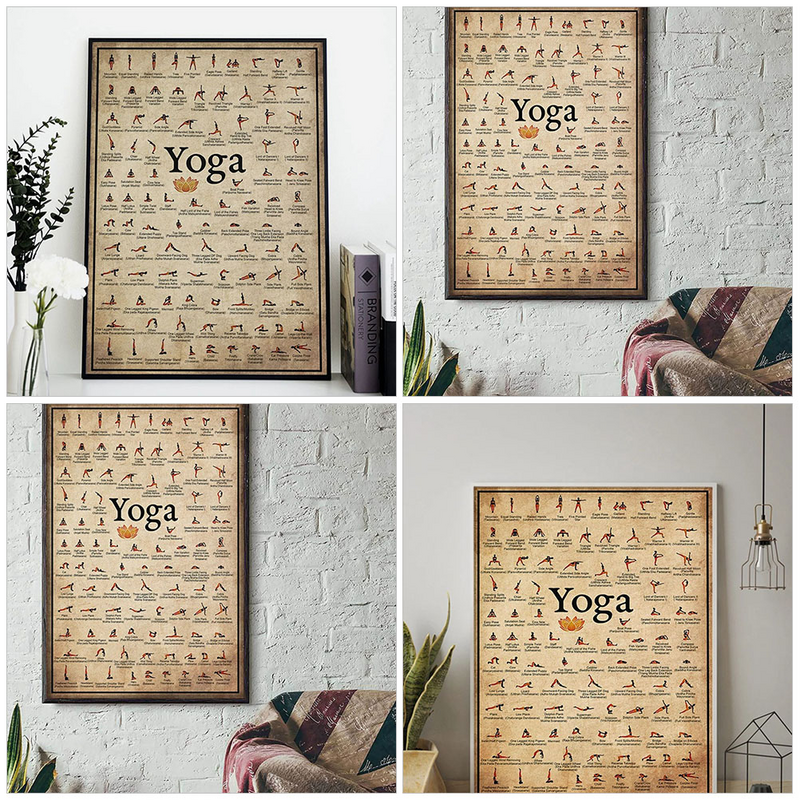 Vintage resistente ao desgaste Yoga Poster, Crafted Wall Picture Decor, Acessório para casa, Mural de lona, Casa