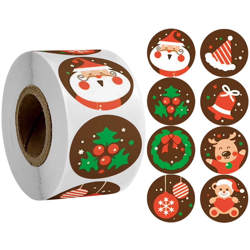 Pegatinas de sellado de Papá Noel para álbum de recortes, 100-500 piezas, 2,5 cm, caja de regalo de Navidad, paquete de respaldo, sello de etiqueta de sobre, adhesivo decorativo