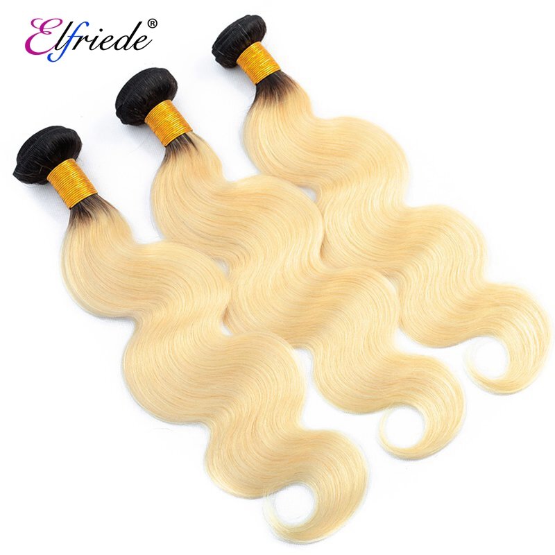 Elfriede 1B/613 Blonde Body Wave Human Hair Bundles 100% Human Hair Extensions Brazilian Remy Weaves 3/4 Bundles Human Hair Weft