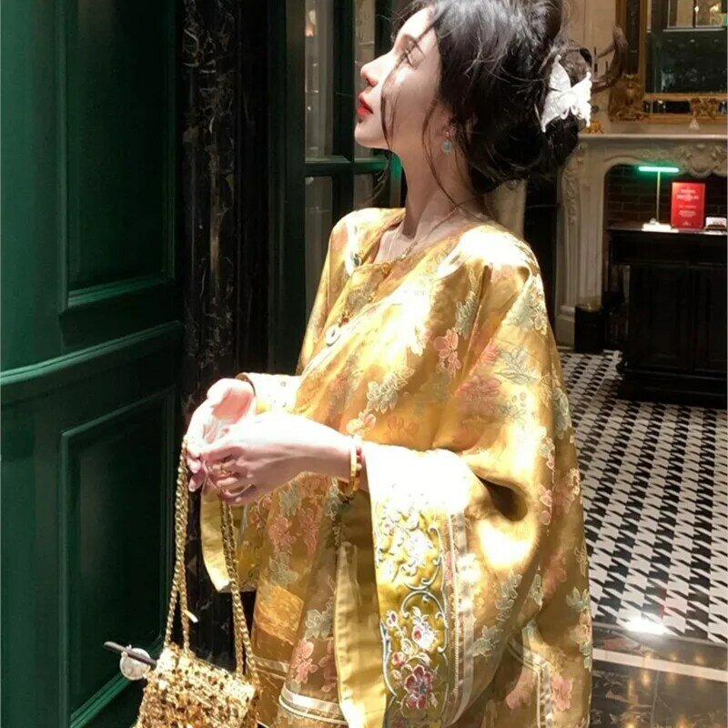 Neue chinesische Stil Top einzigartige schicke Temperament gedruckt Hemd Mantel Frauen