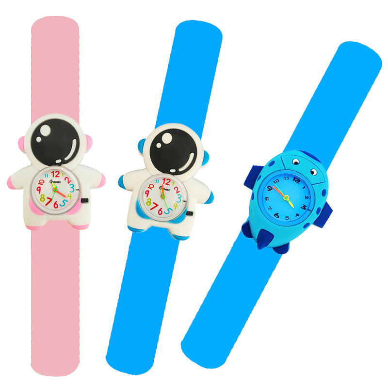 Creative Cartoon Astronaut Rocket Children's Toy Watch Suitable for Boys and Girls To Wear Bracelets 3D Car Kids Watch Clock