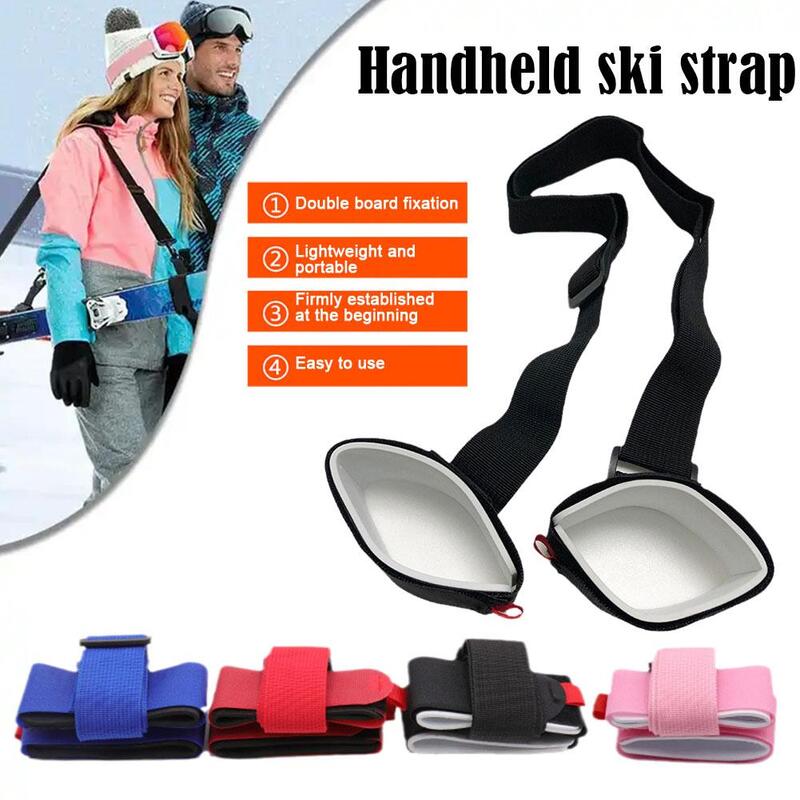 Tongkat Ski tali pegangan bulu mata tangan bahu nilon dapat disesuaikan tas Ski Hook Loop melindungi untuk Ski Snowb M1m9