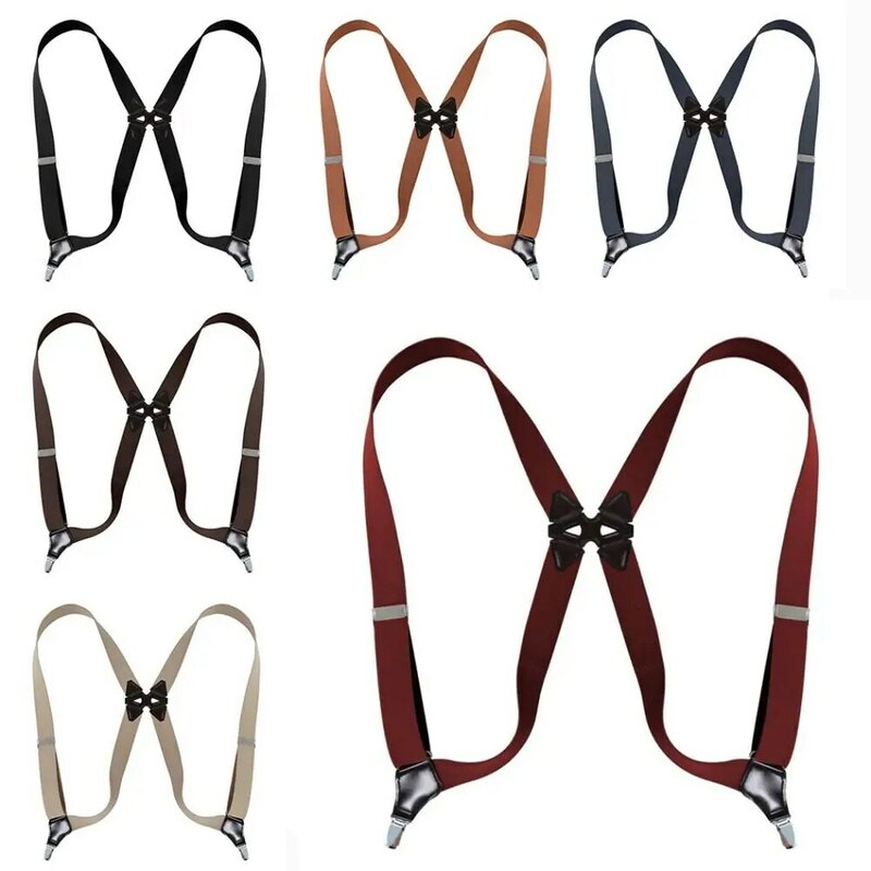 Bretelles élastiques en forme de X pour hommes, bretelles larges, surintendant, ceinture, bretelles réglables, 2 clips, 3.5cm