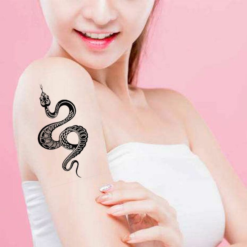 New Snake Tattoo Stickers Dark Tide Cool Flower Arm  Death Snake Tattoo Stickers