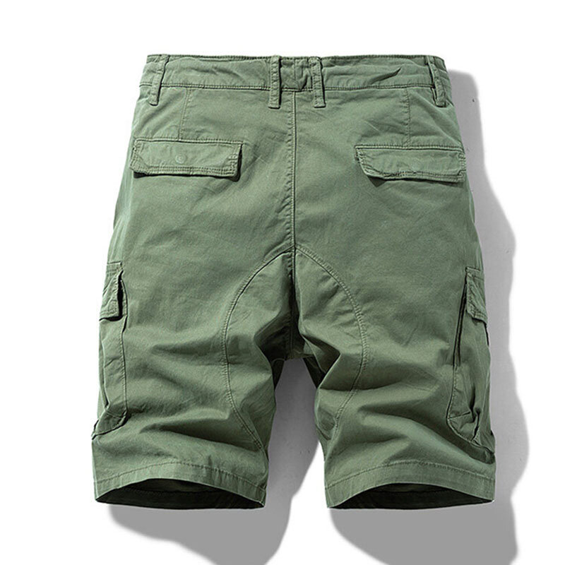 Summer Men Cotton Cargo Multi-Pocket Shorts Mens Fashion Beach Solid Shorts Spring Casual Jogger Shorts Pants Male Dropshipping