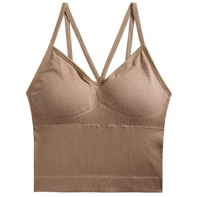 Women Popular Camis online fashion show V-neck back bra suspender vest inner chest wrap bra chest pad sexy bottom top tank vests