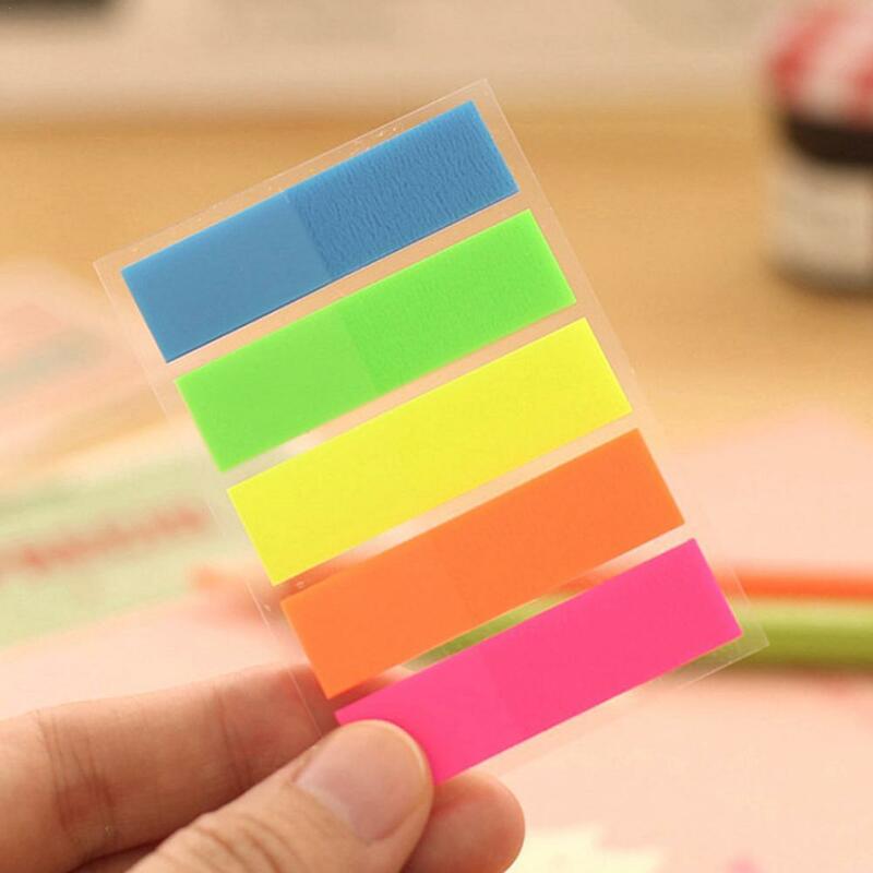 Color Fluorescence Sticky Notes Set Memo Pad Bookmarks Banners Transparent Sticky Notes School Office Stationery