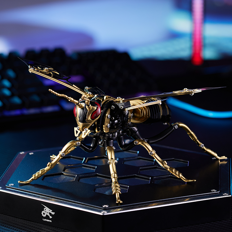 Longpin fai da te fatto a mano colore 3Dmetal assemblaggio meccanico a vite in acciaio inossidabile con vespe di insetti, regalo di personalità puzzle rilassante