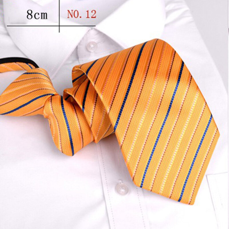 Klasyczny 8cm bez grudek leniwy zapinane na suwak krawat na wesele biuro formalny biznes Vintage krawat nadruk w paski prezent
