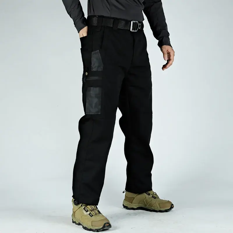 Износостойкие рабочие брюки, мужские прямые брюки-карго с несколькими карманами, уличные тактические брюки для бега, повседневные брюки на весну и осень