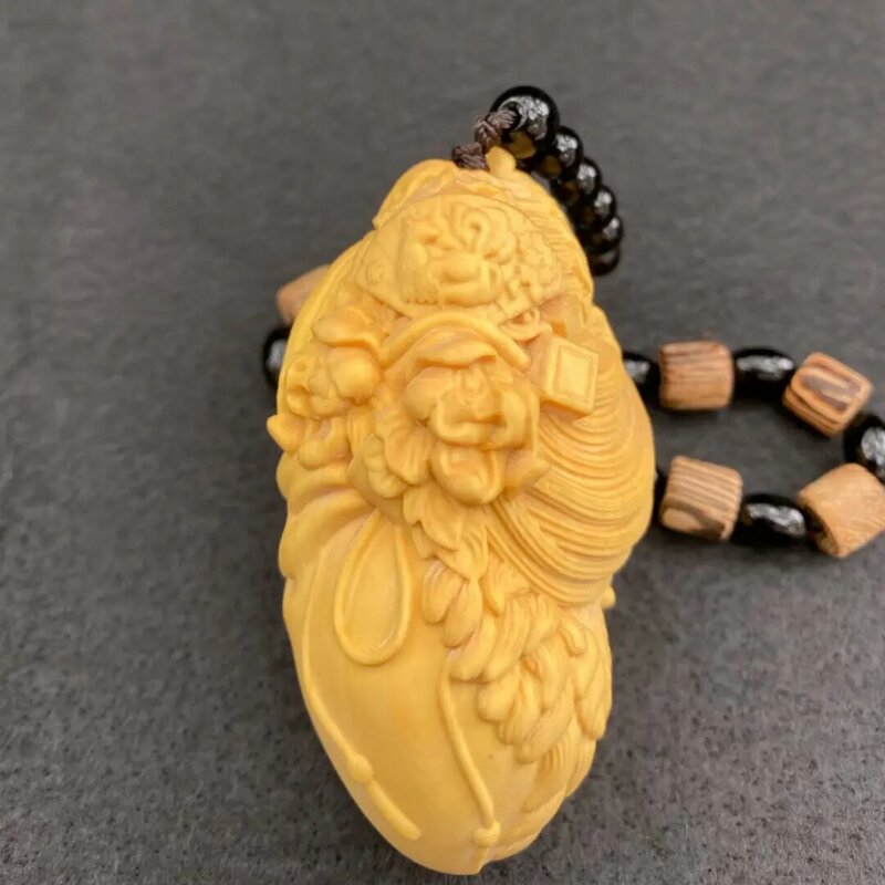 UMQ Boxwood Carving Dreams Back to Tang Dynasty Handle Classical Beauty Character Solid Wood Portable WenPlay Pendant Bag Charms