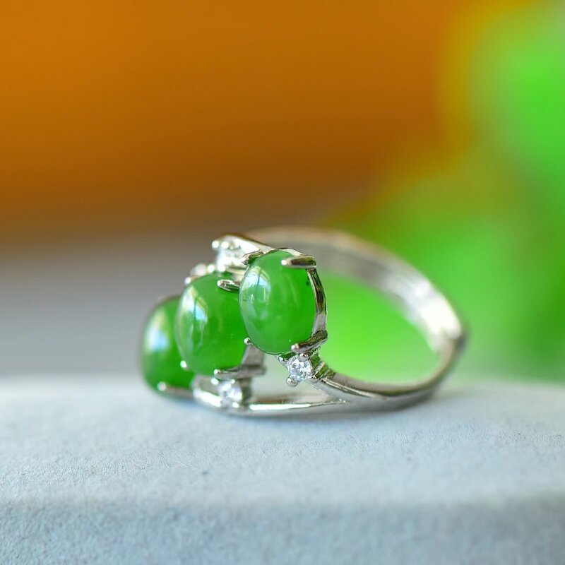Hetian Jade, luxo requintado💍Anel de Pedras Preciosas Jade Natural Ajustável para Mulheres, Joias Elegantes, Anéis de Festa e Casamento