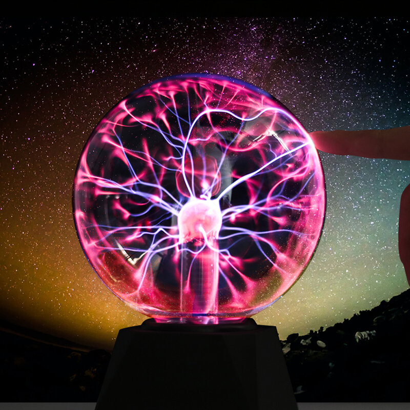 Bola de Plasma mágica de 220V para niños, luz LED nocturna de 4/5/6 pulgadas, lámpara táctil, decoración de Navidad, regalo