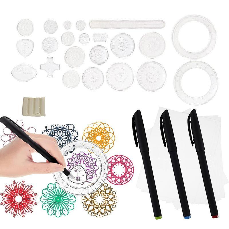 Spiral Graph Art Kit Clear Circle Ruler For Drawing DIY Arts And Crafts Supplies To Make Cards Bookmarks Holiday Decorations