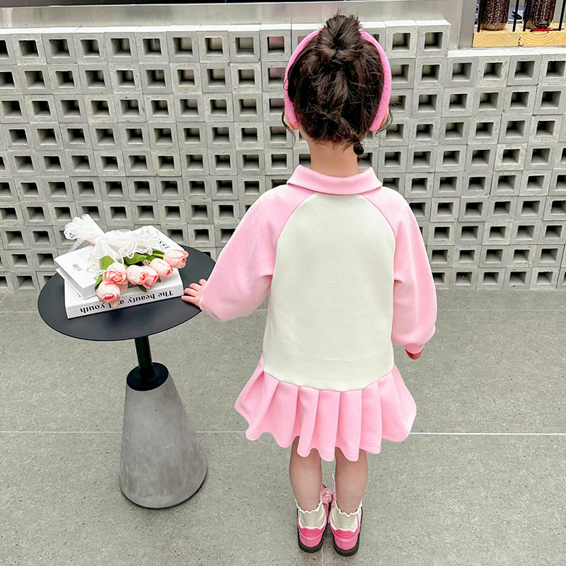 Anime Sanrios Long Sleeve Dress Kawaii Kuromi Girl Cute Preppy Skirt Fashion Pleated Skirt Cute Princess Skirt Children Clothes
