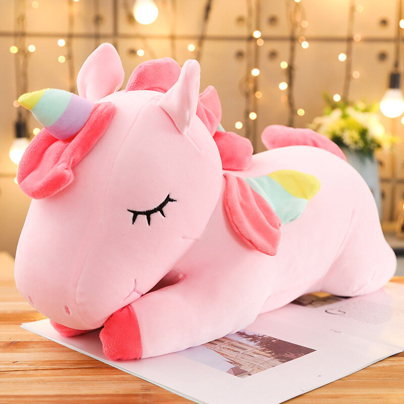Peluche de unicornio gigante de 25-80cm para niños y niñas, muñeco de unicornio de peluche suave, Animal de caballo, almohada, regalos de cumpleaños