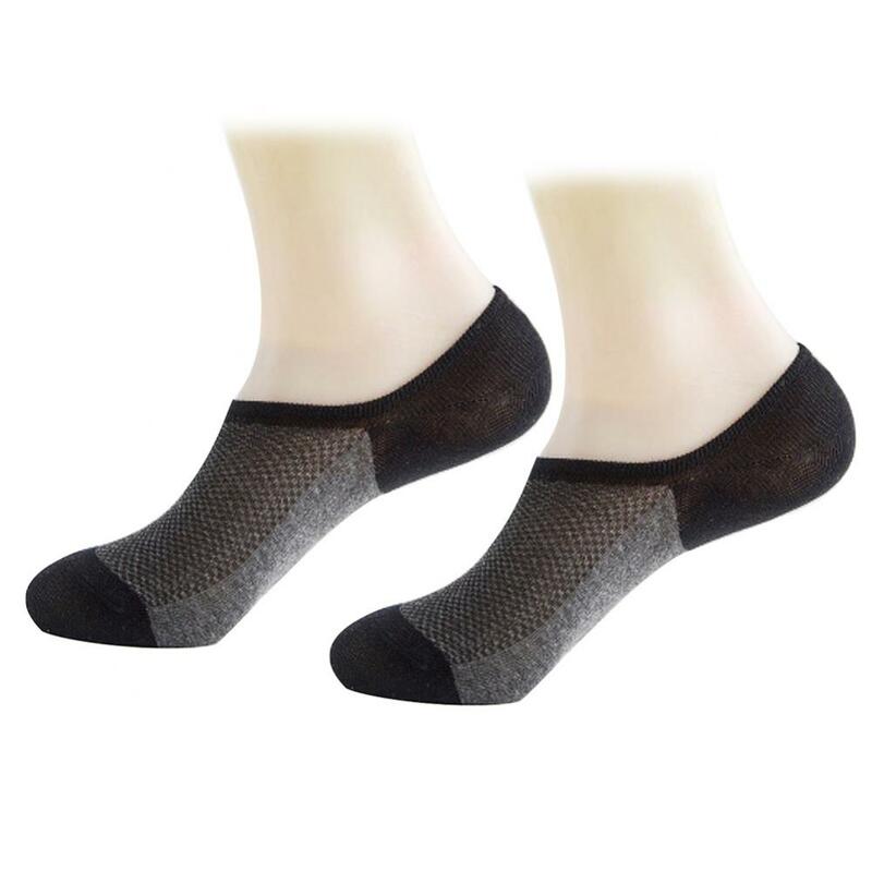 Sports Socks Men Summer Breathable Mesh Color Block Anti-slip Invisible Low Cut Boat Socks