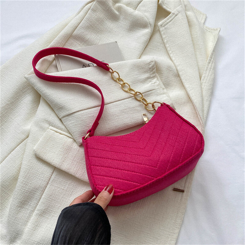 Filz Mini Umhängetaschen für Frauen 2023 Frauen Achsel Taschen Textur einfarbig lässige Handtaschen weibliche leichte Wiege tasche Tasche