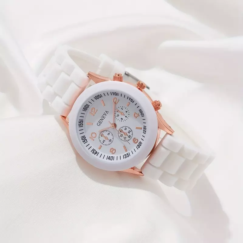 Zestaw 5/2 szt. Luksusowy zegarek damski pierścionek naszyjnik kolczyki zegarek na rękę ze strasów damskie casualowe damskie zegarki zegarek z paskiem (bez pudełka)