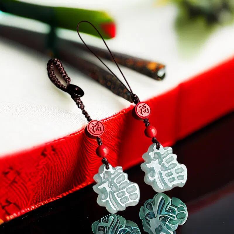 LLavero de jadeíta Fu para hombres y mujeres, joyería Real de moda personalizada, regalos de regalo, llavero de Jade birmano Natural, azul