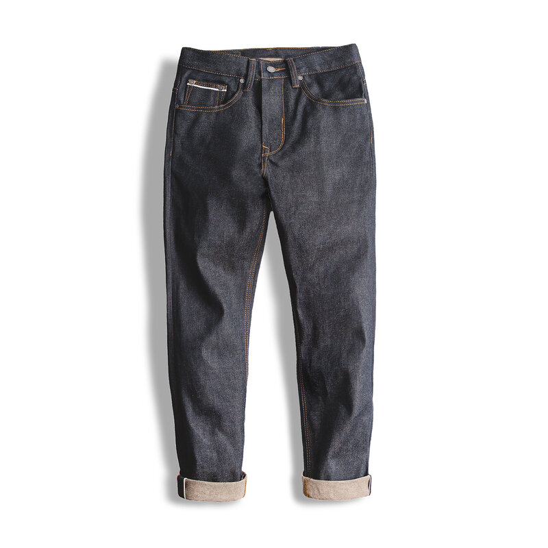 Maden Retro Regular Denim Jeans per uomo cimosa 13.8oz Denim grezzo Vintage Amekaji pantaloni da uomo di marca di qualità pesante di colore profondo