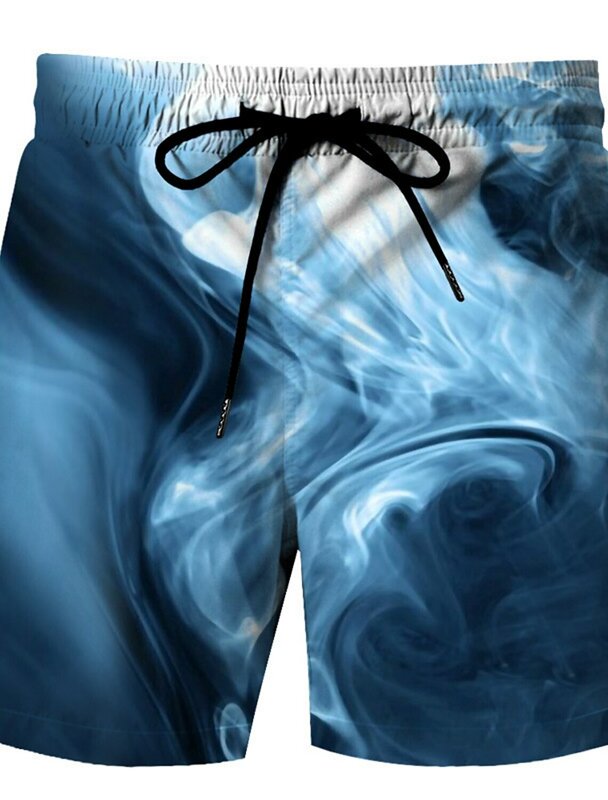 Celana pendek renang pria, bawahan gambar grafis abstrak 3D baru, celana pendek berenang kasual cepat kering liburan Hawaii
