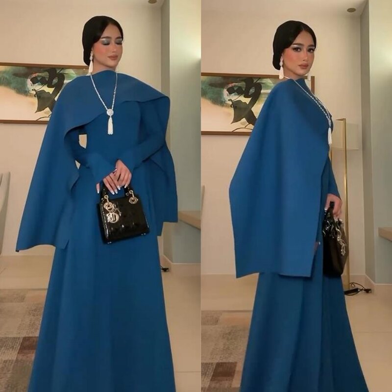 Платье для выпускного вечера Саудовская Аравия атласная драпировка Свадебная вечеринка А-силуэт с высоким воротником на заказ для событий es длиной до пола