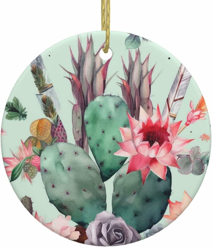 Красочная керамическая фотография в виде кактуса, круглая фотография для украшения дома и улицы, праздничный сувенир