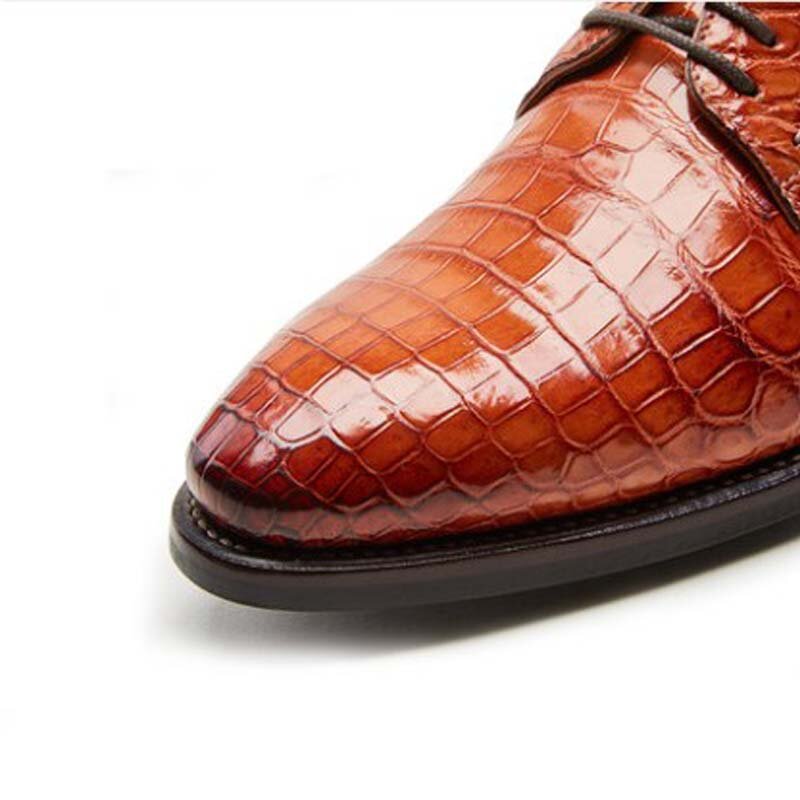 KEXIMA CWVtianxing Sepatu Pria Manual Kustom Sepatu Formal Bisnis Kulit Buaya Sepatu Pria Santai