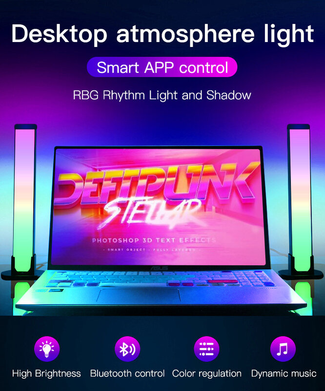 Voice Pickup Computador Desktop Atmosfera Luz Mágica Bluetooth App Ritmo Música Luz No Quarto