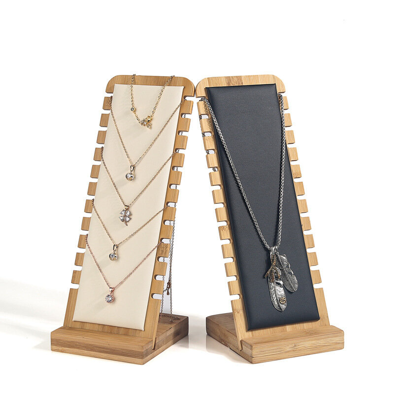Najnowszy bambusowy stojak wystawowy na biżuterię naszyjnik ekspozytor na kolczyki wiele sztalug wystawa uchwyt na naszyjniki