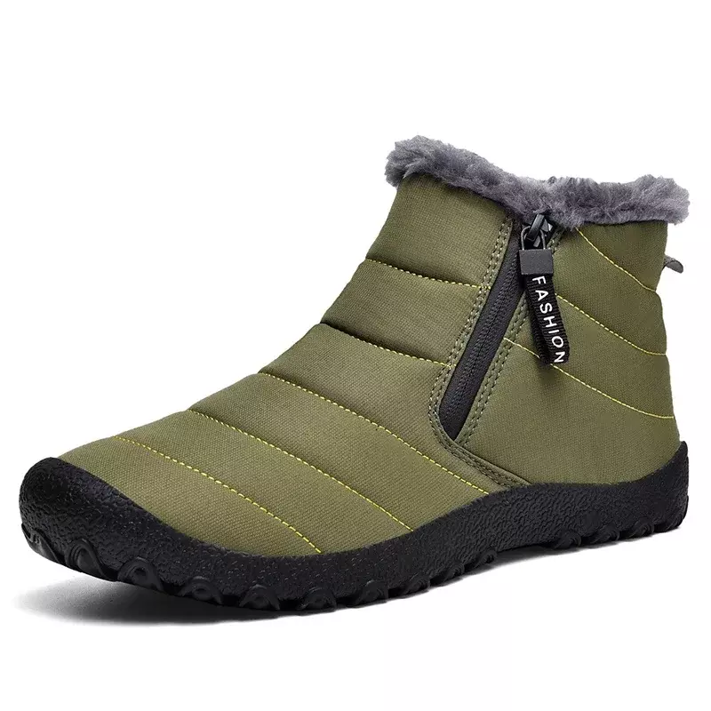 Zapatos informales de felpa Para Hombre, zapatillas cortas con cremallera, antideslizantes, de algodón, resistentes, Para invierno, 2023