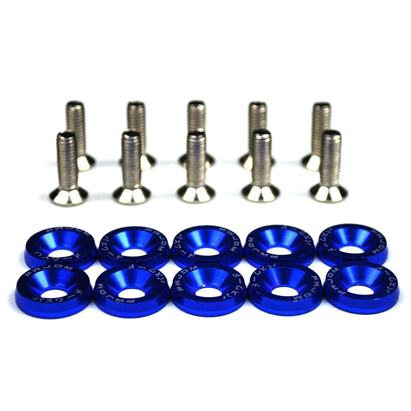 10pcs Car Modified Hex Fasteners Fender Washer Bumper Engine Concave Screws Aluminum JDM Fender Washers and M6 Bolt for Honda