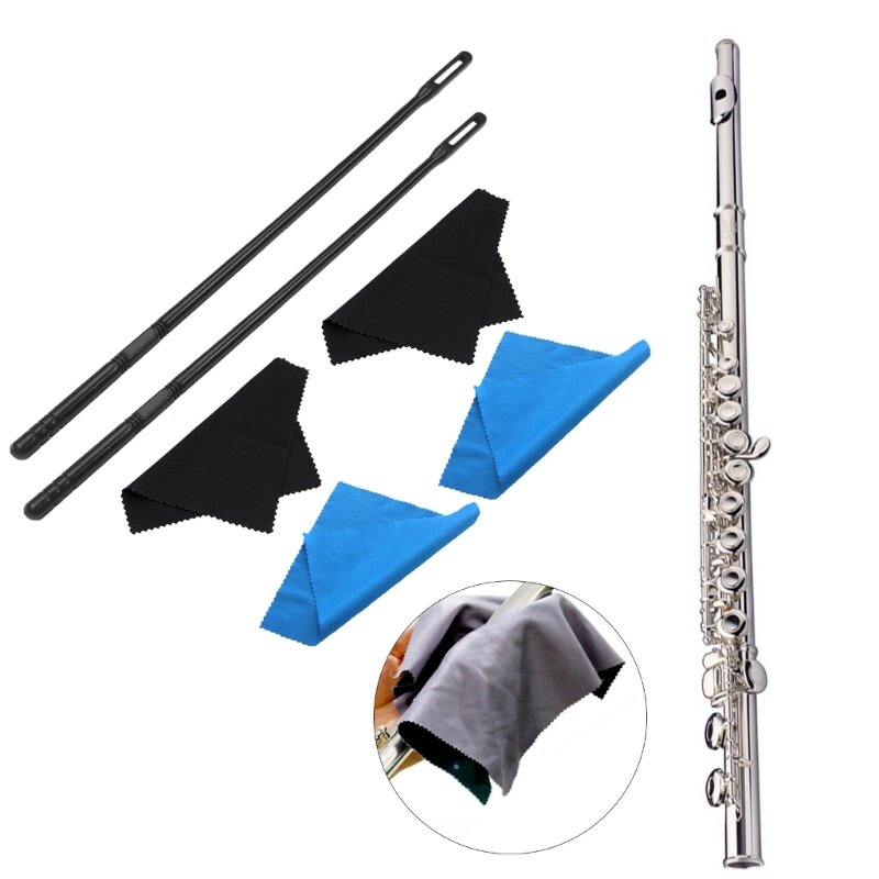 Наборы для чистки флейт Стержень для чистки флейт Тампон для чистки флейты Ткань для полировки флейты R66E