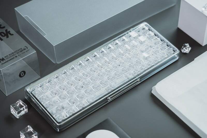 Lelelab-teclas transparentes de cristal SuperX, teclas de perfil de cereza ABS para teclado mecánico, en blanco