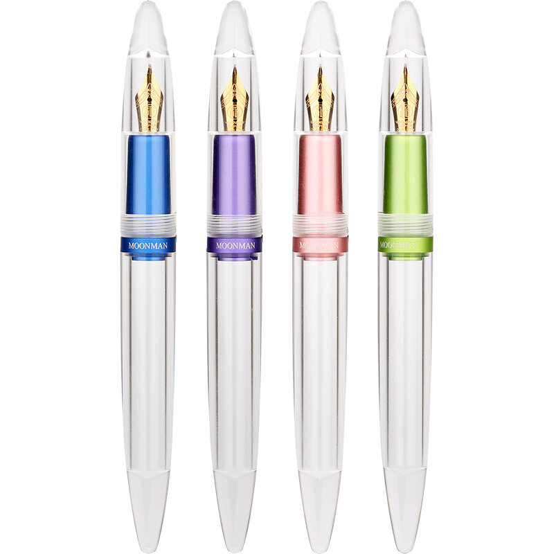 Penna stilografica contagocce Majohn M2 penna a inchiostro trasparente in metallo e resina Iridium EF/F 0.38/0.5mm Set di penne regalo per scrittura di grande capacità