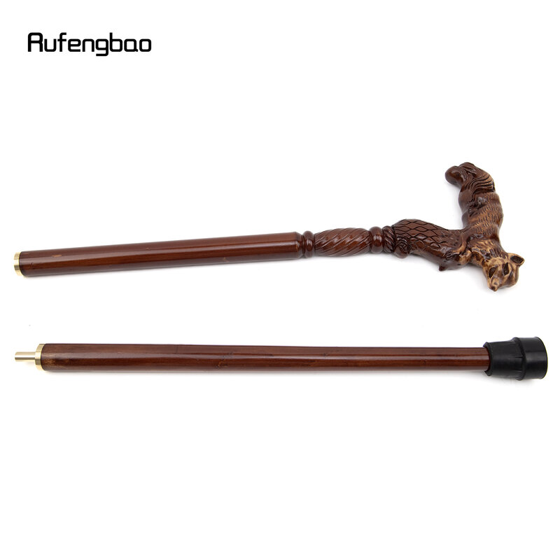 Fox Brown Wooden Fashion Walking Stick Decorative Vampire Cospaly Party Wood Walking Cane Halloween Mace Wand Crosier 93cm