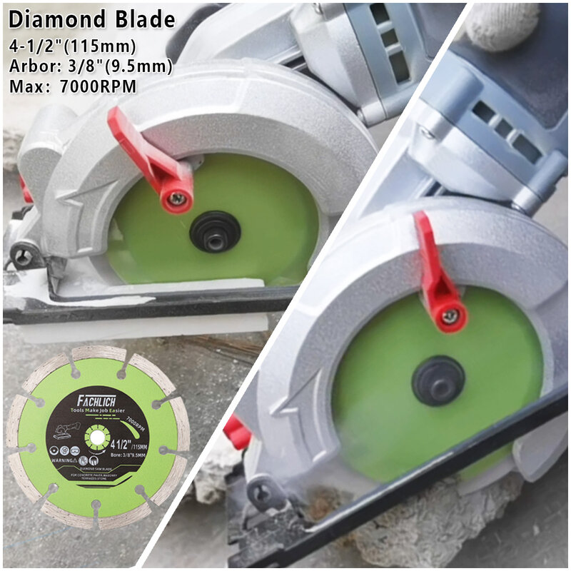 FACHLICH 4.5Inch/Dia115mm Concrete Cutting Disc Dry Cut Marble Granite Stone Masonry Tile Bore 9.5mm Diamond Saw Blades
