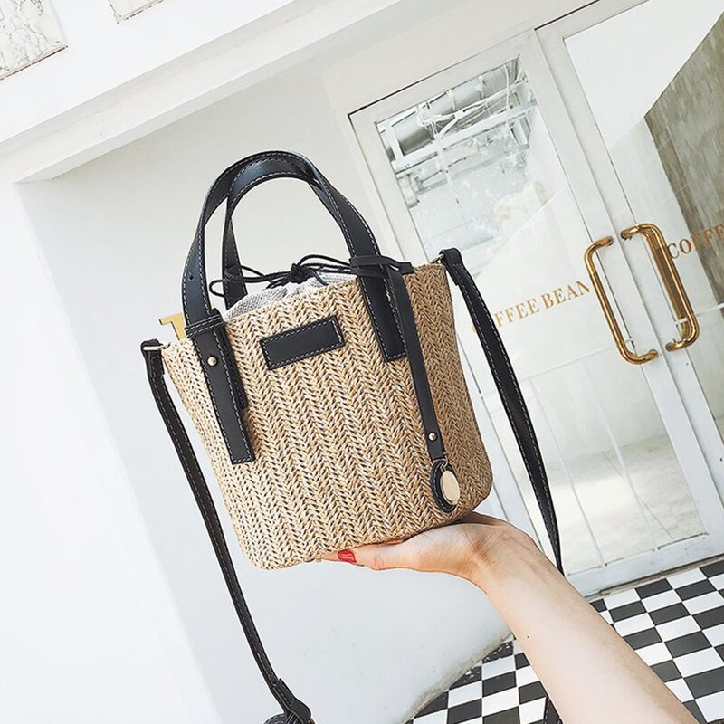 Винтажная дамская сумочка ручной работы, соломенный вязаный большой мессенджер в стиле ретро, бумажная летняя сумка