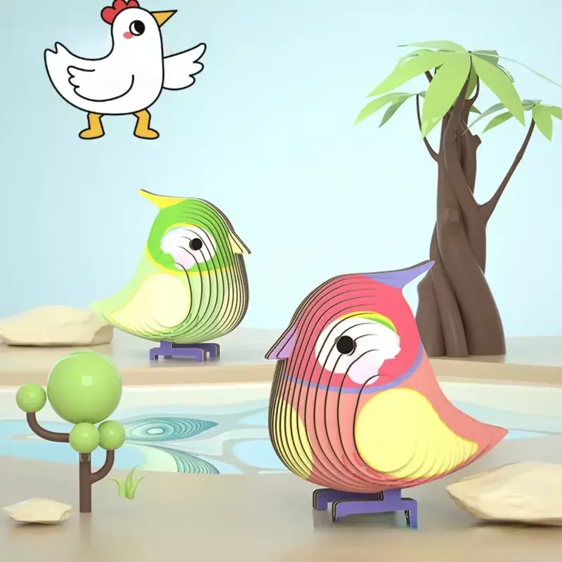 DIY Handmade Animals Paper Puzzle Box para crianças, montagem fofa, modelo de pássaro cisnes, blocos educacionais, brinquedos artesanais, ornamentos, 3D
