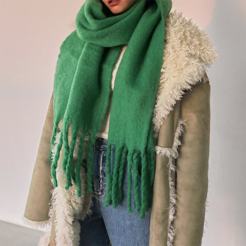 女性用カシミヤスカーフ,厚手のショール,暖かいスカーフ,無地,長いタッセル付き,冬に最適