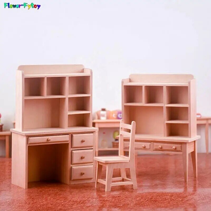 Armário de madeira artesanal para casa de bonecas, móveis em miniatura, mini armário, mesa de cabeceira