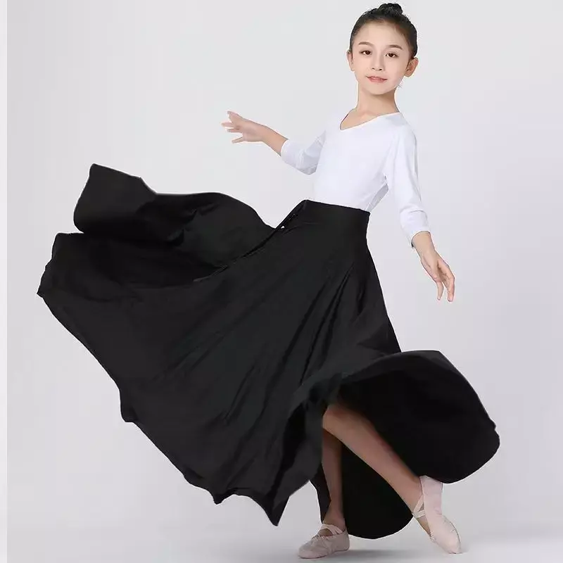 Kinder Mädchen Flamenco Rock Spanisch Tanz Bauchtanz langes Kleid großen Swing Rock Farbverlauf Leistung Zigeuner Rock