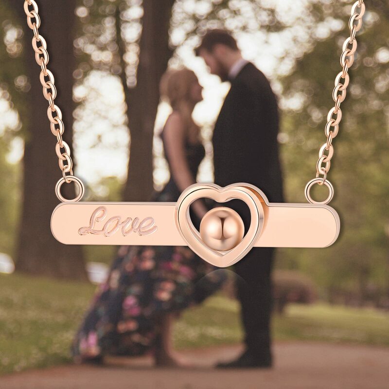 YFN-collar de barra de corazón de oro rosa de 18k para mujer, grabado "Love", joyería, regalos para esposa, madre, novia, 16-17 pulgadas, personalizado