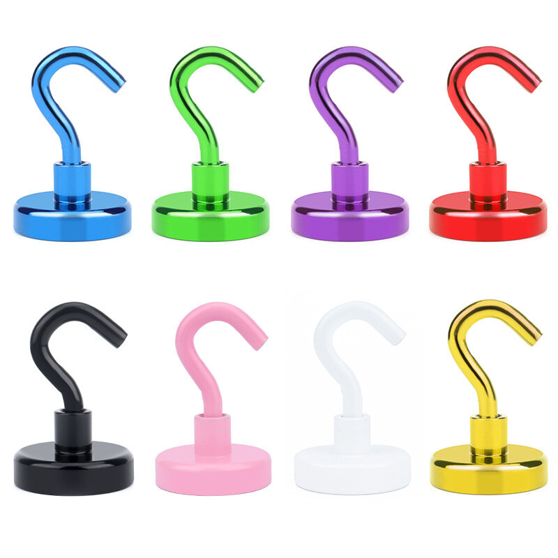1pc Colorful Strong Magnetic Hooks Bathroom Towel Rack Ndfeb Household Supplies Gold-Plated Metal-Plated Hooks Storage Organizer