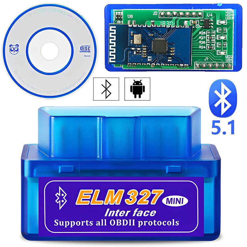 Mini Eml327 V2.1 OBD 2 Bluetooth herramientas de diagnóstico de coche para Android escáner de código compatible con herramienta de escaneo inteligente ODB2 herramienta de escáner