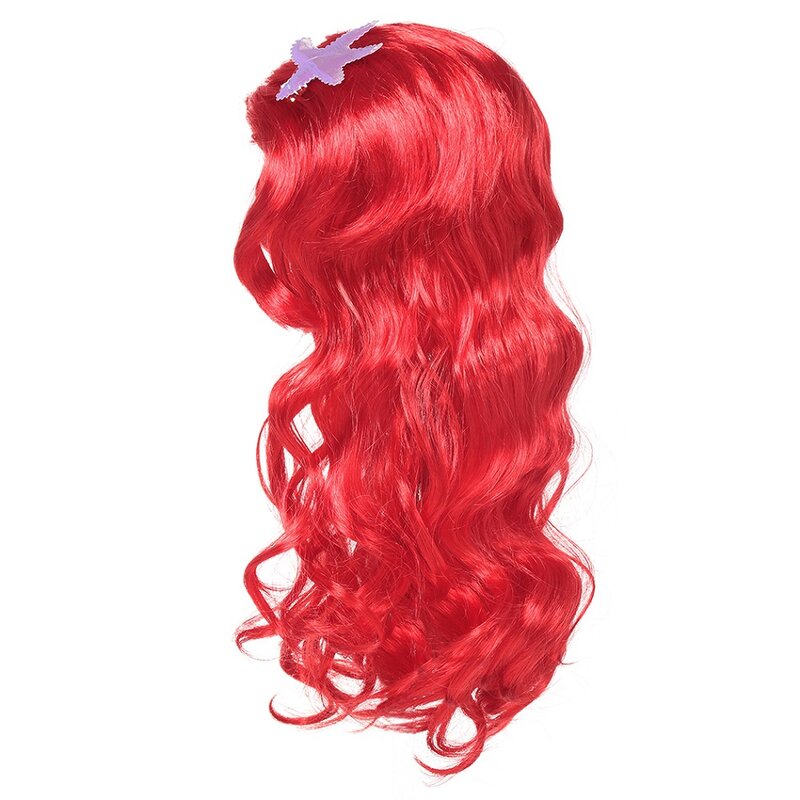Princess Girls Anna Elsa Cosplay Wig Kids Carnival Birthday Party Mermaid Red Wig Snow White Belle Disguised Hair Accessories