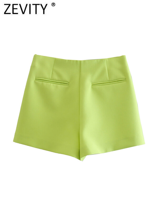 ZEVITY nowa moda damska cukierki kolor asymetryczne krótkie spódniczki damski zamek błyskawiczny kieszenie na muchy gorące spodenki Chic Pantalone Cortos P532