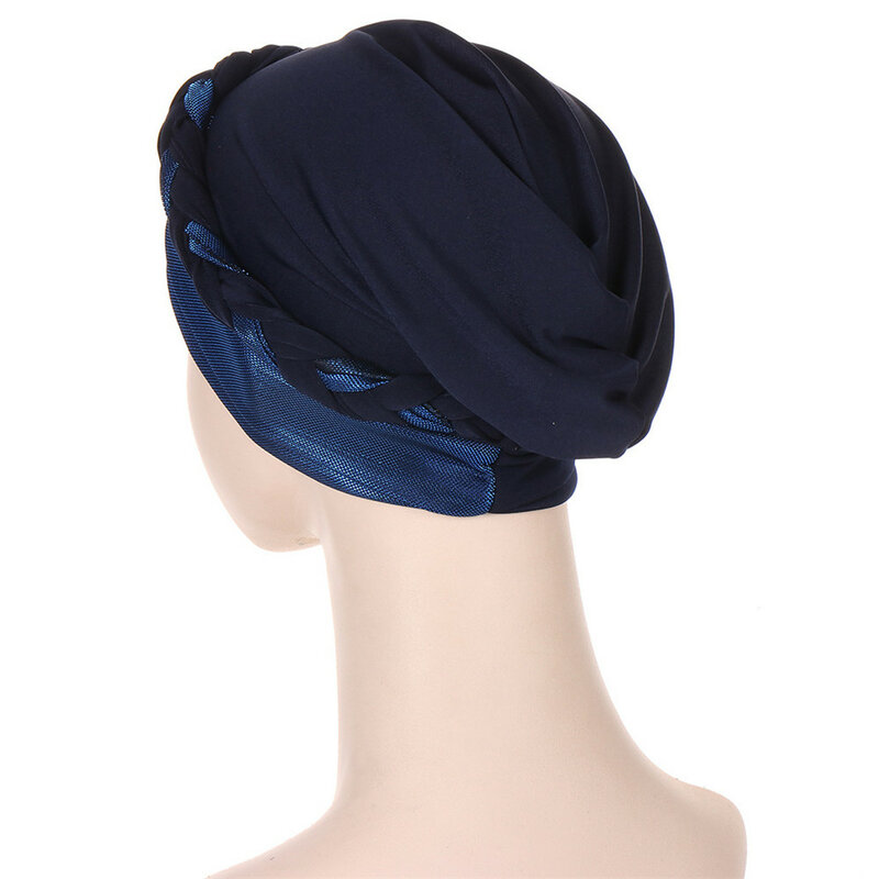 หมวกมุสลิม Glitter Braids ผู้หญิงหน้าผาก Cross ด้านใน Hijab อิสลาม Wrap อาหรับ Underscarf Bonnet ยืด Chemo มะเร็งหมวก
