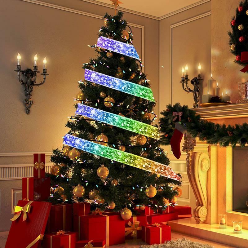 LED 리본 크리스마스 조명 다채로운 조명 스트링 파티 장식, 홈 홀리데이 파티 장식